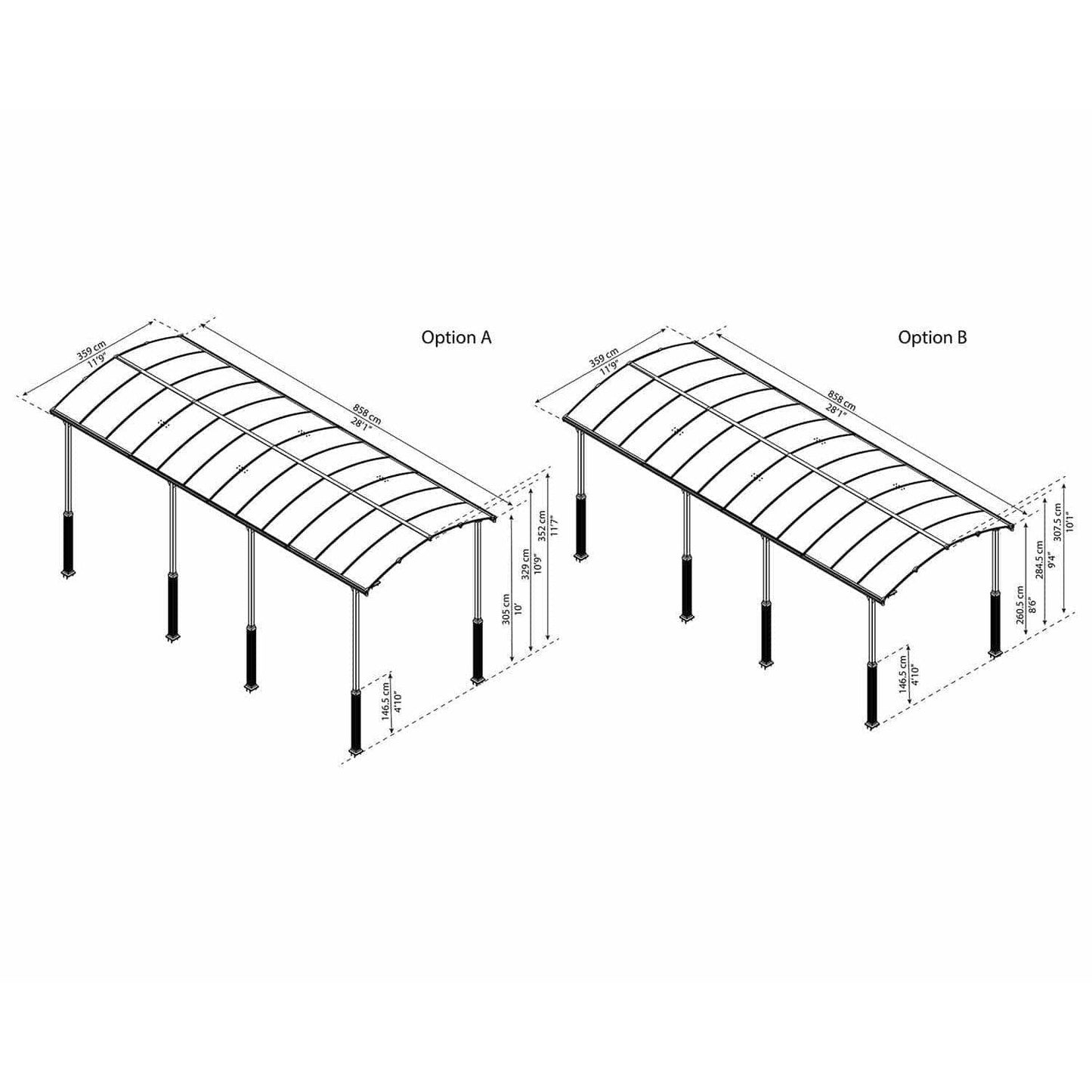 Arcadia 8500 Alpine Carport 12 x 28 x 11.6 ft. | Palram-Canopia - Delightful Yard