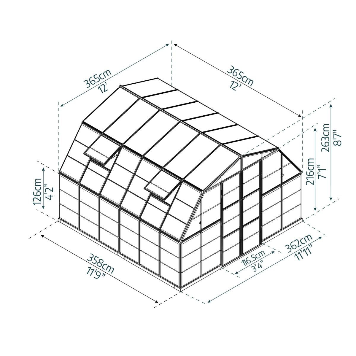 Americana Polycarbonate Greenhouse 12 x 12 ft. | Palram-Canopia-Delightful Yard