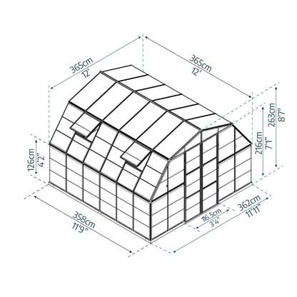 Americana Polycarbonate Greenhouse 12 x 12 ft. | Palram-Canopia-Delightful Yard