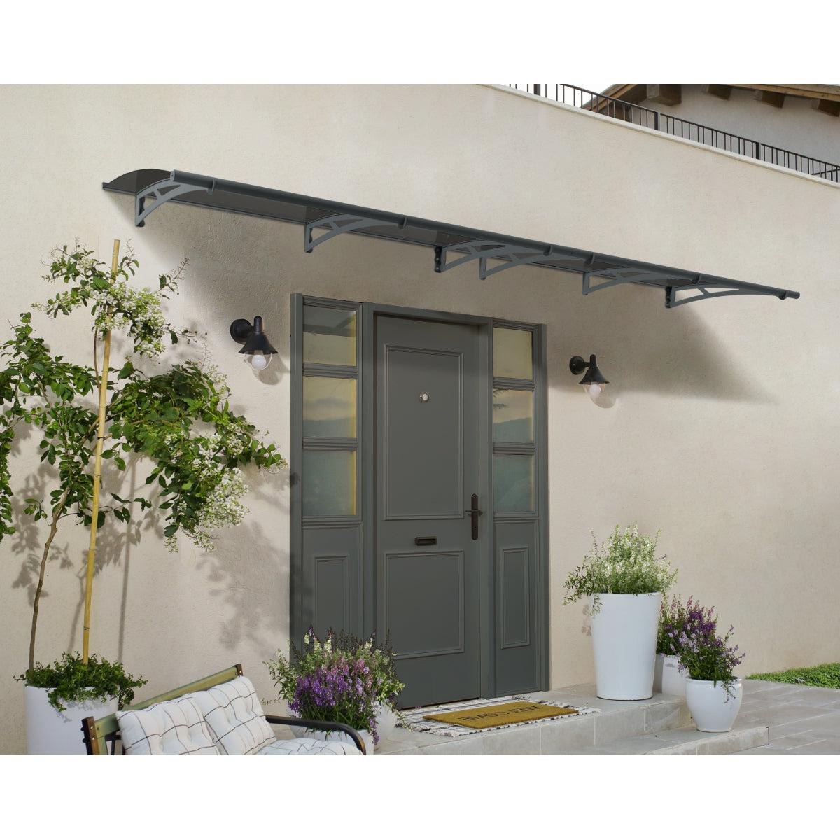 Aquila Door Awning 7 x 3 ft. Grey Panel | Palram-Canopia-Delightful Yard