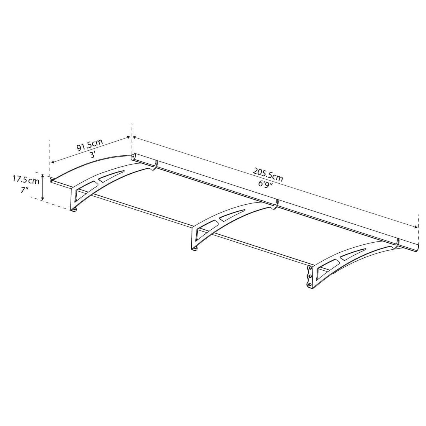 Aquila 2050 Door Awning Grey Panel | Palram-Canopia - Delightful Yard