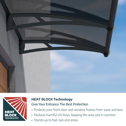 Aquila Door Awning 7 x 3 ft. Grey Panel | Palram-Canopia-Delightful Yard