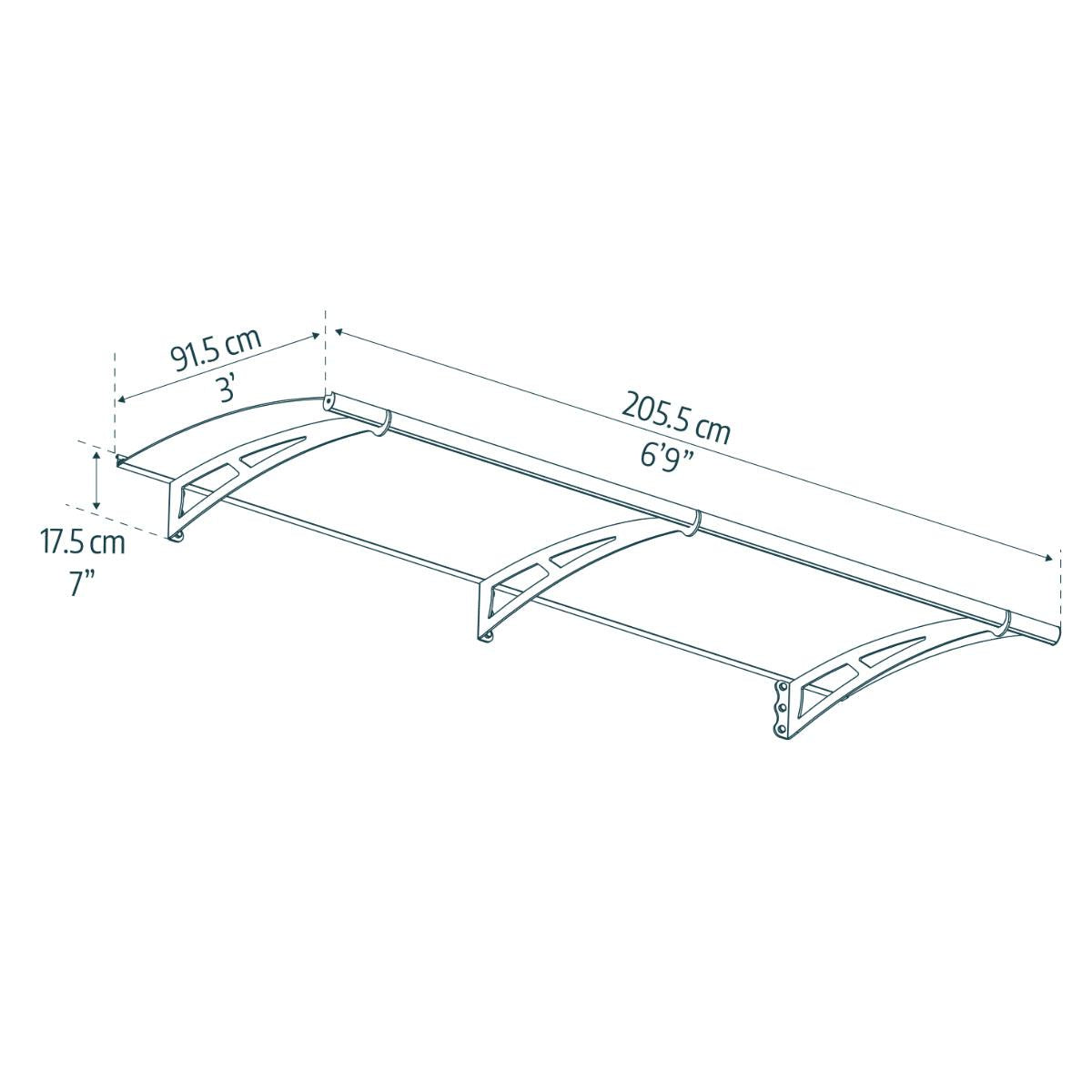 Aquila Door Awning 7 x 3 ft. Grey Panel | Palram-Canopia-Delightful Yard