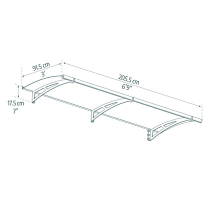 Aquila Door Awning 7 x 3 ft. Grey Panel | Palram-Canopia-Delightful Yard
