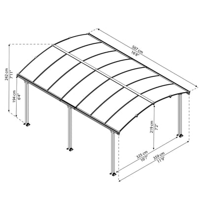 Arcadia Aluminum Carport 12 x 17 x 7 ft. | Palram-Canopia-Delightful Yard
