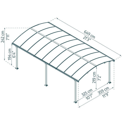 Arcadia Aluminum Carport 12 x 21 x 7 ft. | Palram-Canopia-Delightful Yard