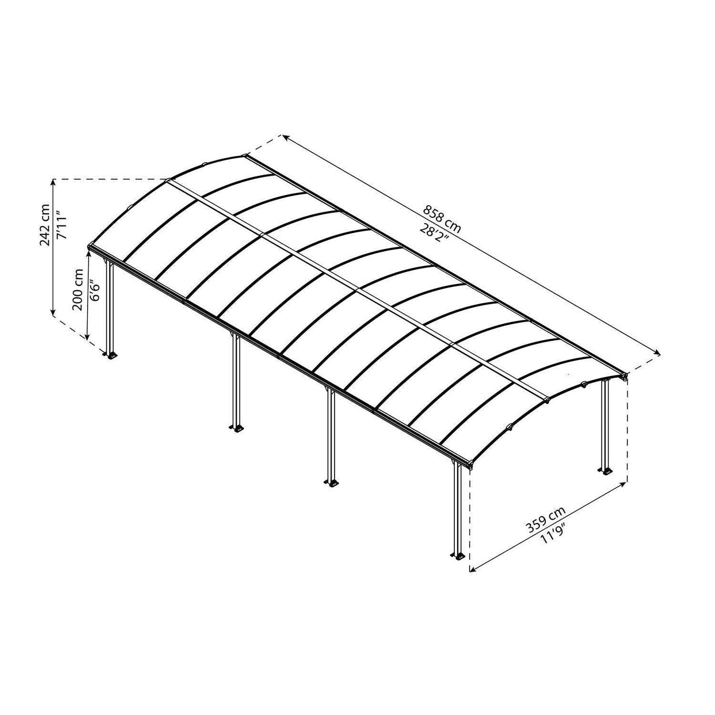 Arcadia 8500 Carport 12 x 28 x 8 ft. | Palram-Canopia - Delightful Yard