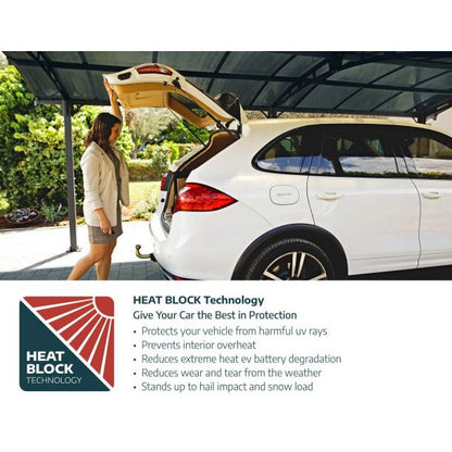 Arcadia Aluminum Carport 12 x 42 x 7 ft. | Palram-Canopia-Delightful Yard