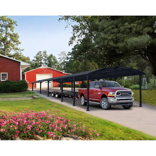 Arcadia Aluminum Carport 12 x 42 x 7 ft. | Palram-Canopia-Delightful Yard