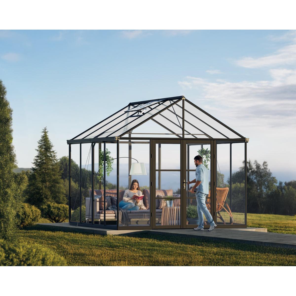 Aria Premium Polycarbonate Greenhouse 10 x 10 ft. Black | Palram-Canopia-Delightful Yard