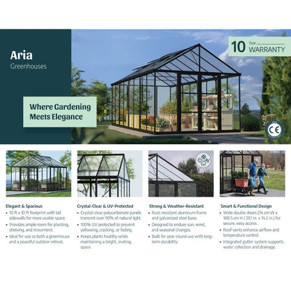 Aria Premium Polycarbonate Greenhouse 10 x 20 ft. Black | Palram-Canopia-Delightful Yard