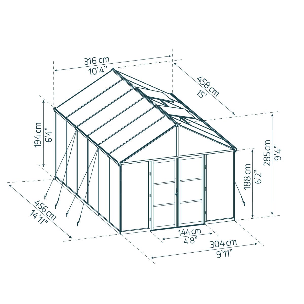 Aria Premium Polycarbonate Greenhouse 10 x 15 ft. Black | Palram-Canopia-Delightful Yard