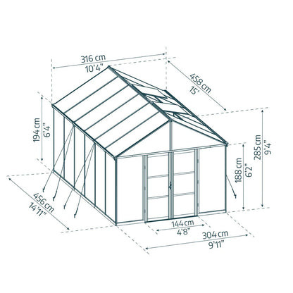 Aria Premium Polycarbonate Greenhouse 10 x 15 ft. Black | Palram-Canopia-Delightful Yard