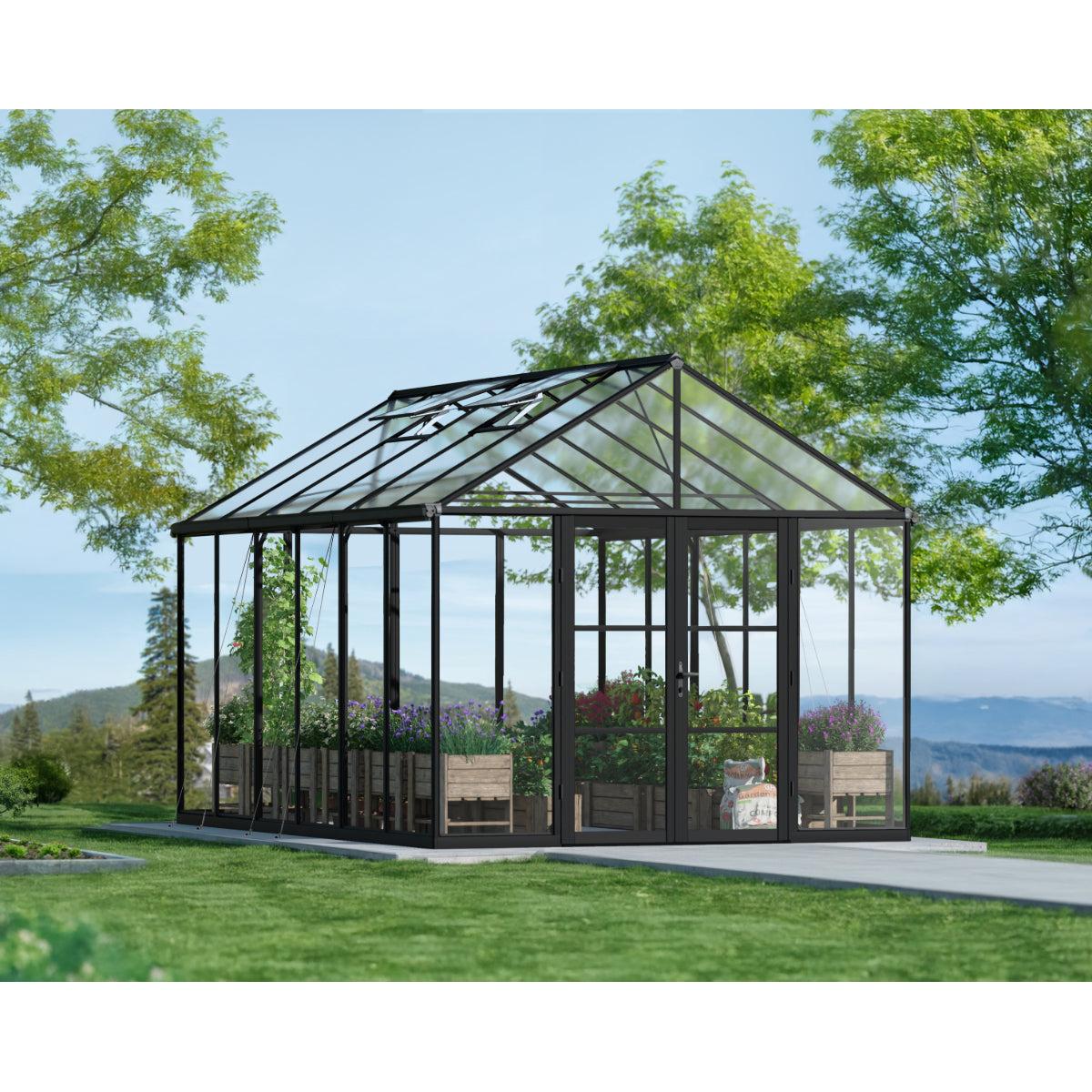 Aria Premium Polycarbonate Greenhouse 10 x 15 ft. Black | Palram-Canopia-Delightful Yard