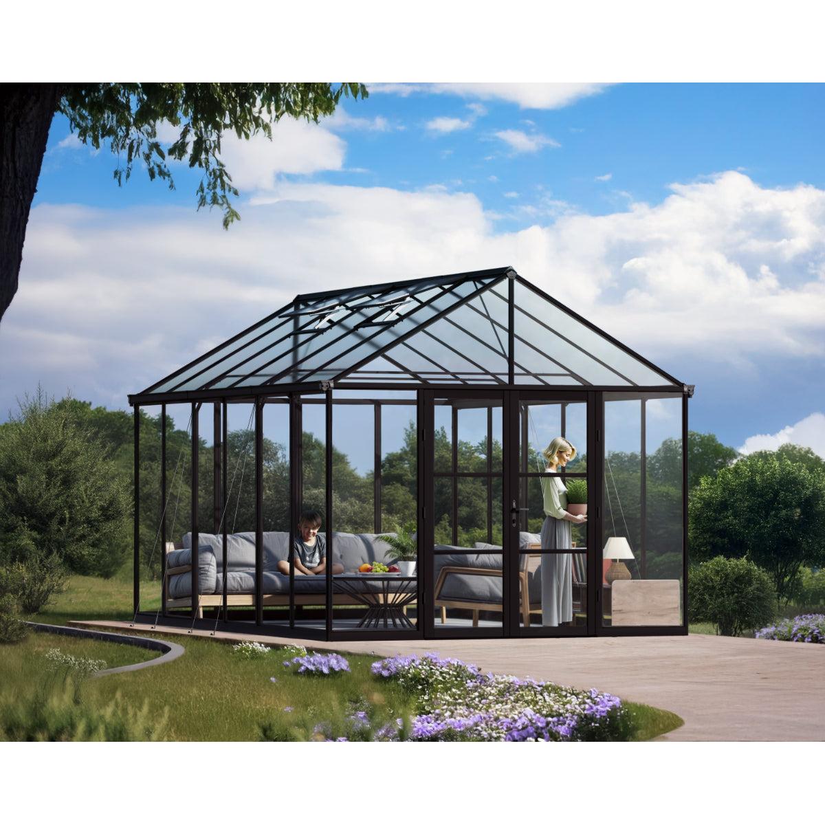 Aria Premium Polycarbonate Greenhouse 10 x 15 ft. Black | Palram-Canopia-Delightful Yard