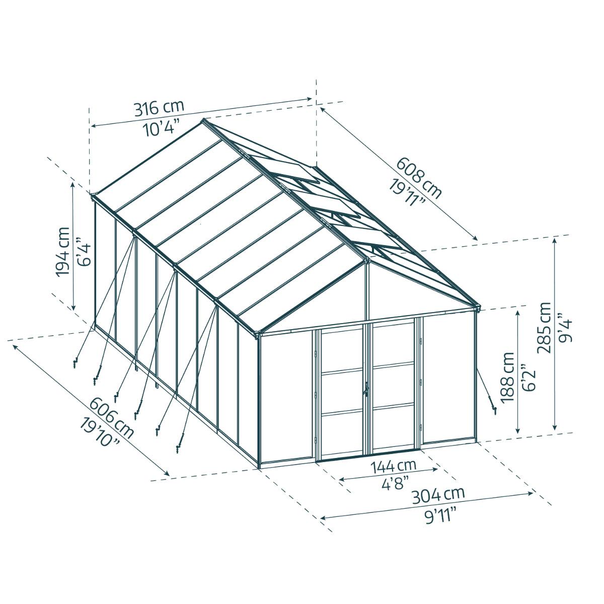 Aria Premium Polycarbonate Greenhouse 10 x 20 ft. Black | Palram-Canopia-Delightful Yard