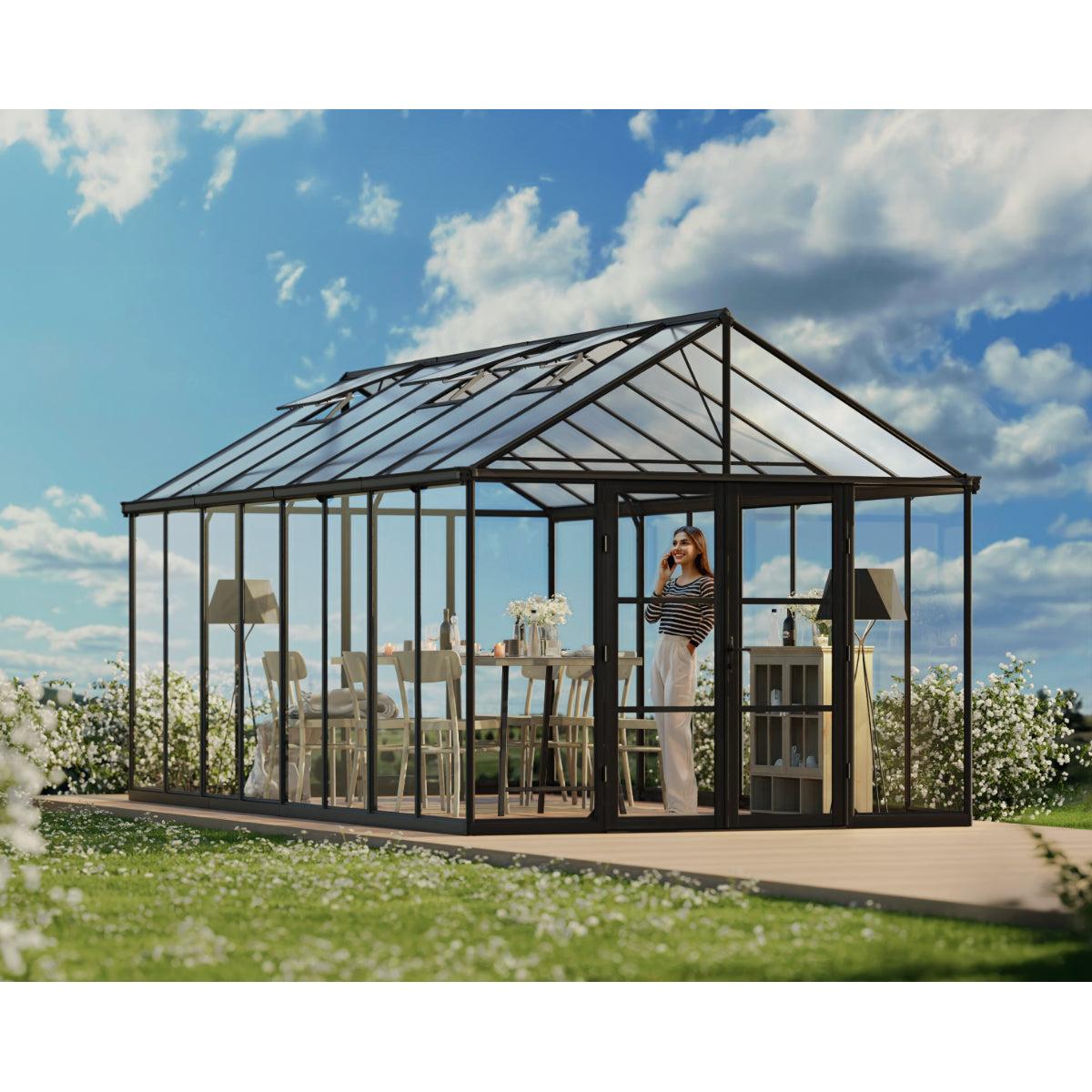 Aria Premium Polycarbonate Greenhouse 10 x 20 ft. Black | Palram-Canopia-Delightful Yard