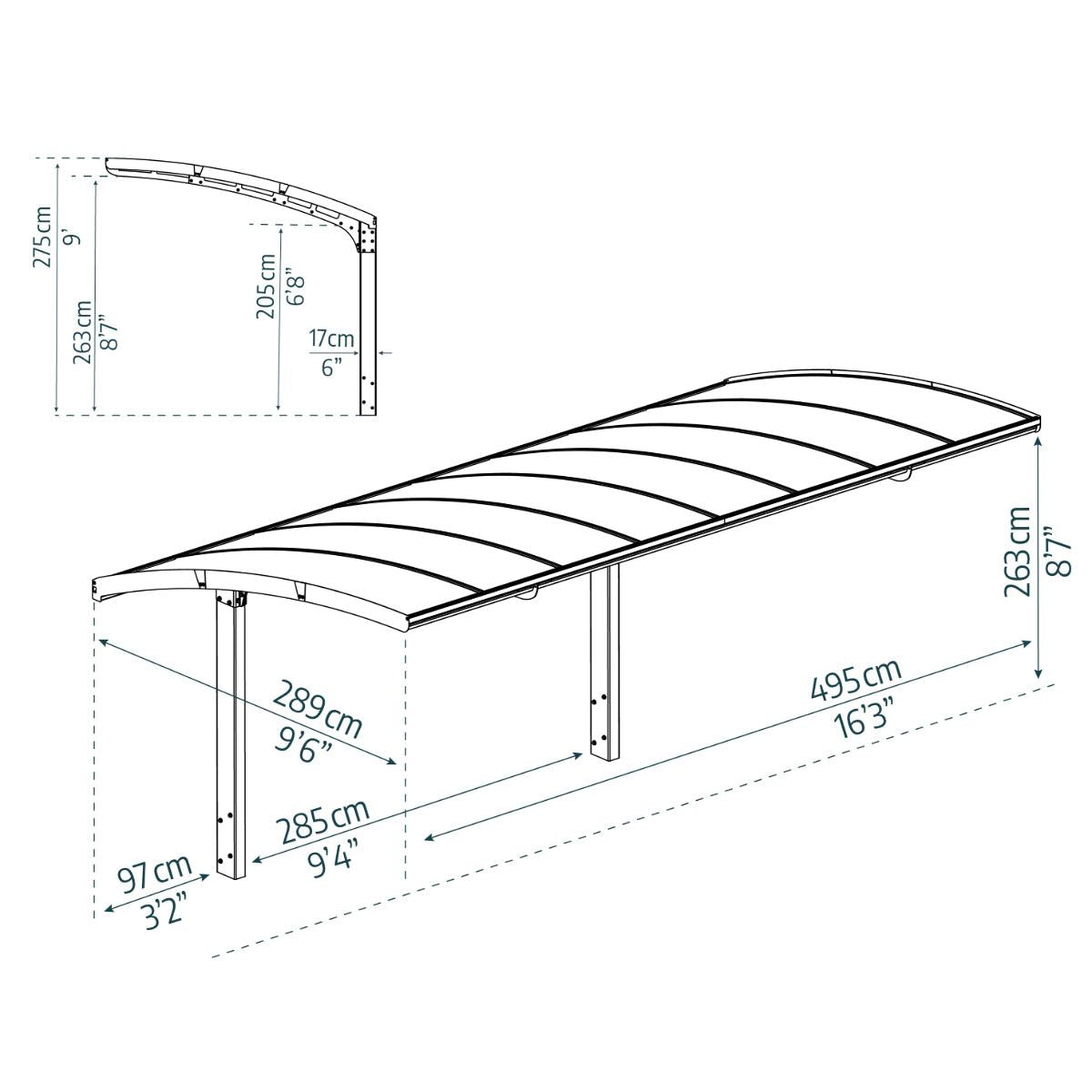 Arizona Wave Aluminum Carport 10 x 16 x 9 ft. | Palram-Canopia-Delightful Yard