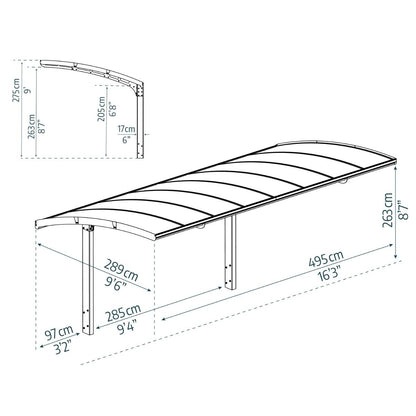 Arizona Wave Aluminum Carport 10 x 16 x 9 ft. | Palram-Canopia-Delightful Yard