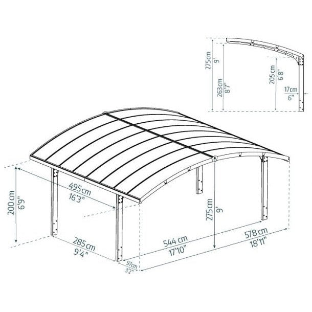 Arizona Wave Aluminum Carport 10 x 16 x 9 ft. | Palram-Canopia-Delightful Yard