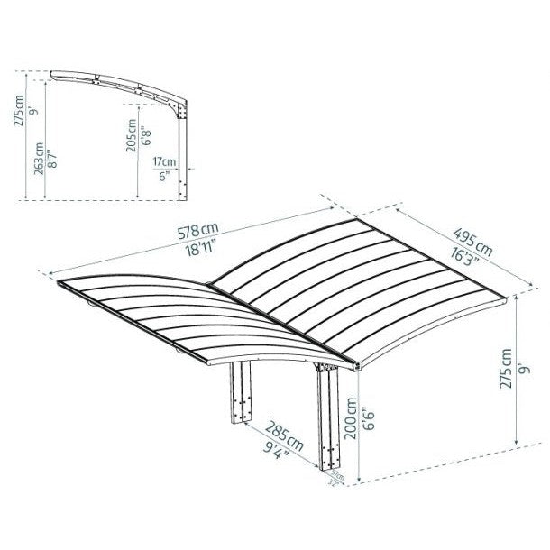 Arizona Wave Aluminum Carport 10 x 16 x 9 ft. | Palram-Canopia-Delightful Yard