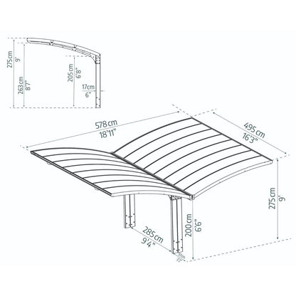 Arizona Wave Aluminum Carport 10 x 16 x 9 ft. | Palram-Canopia-Delightful Yard