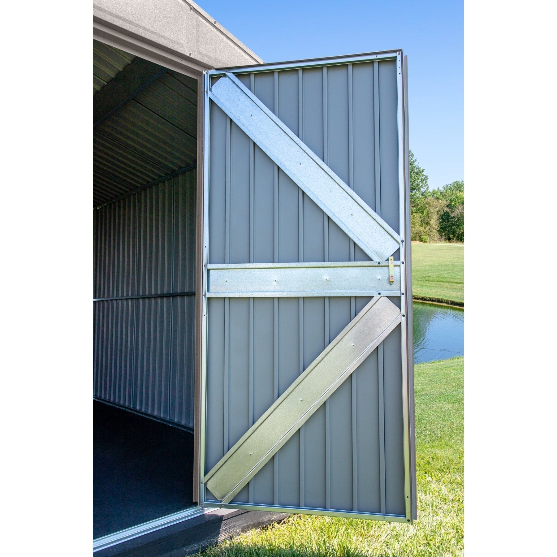 Arrow Elite Steel Storage Shed 14 x 14 ft.-Delightful Yard
