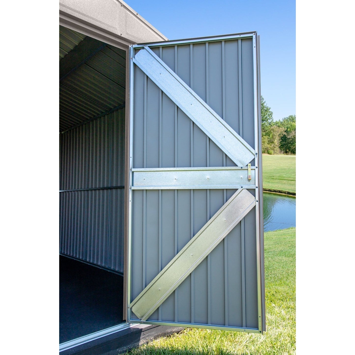 Arrow Elite Steel Storage Shed 14 x 16 ft.-Delightful Yard