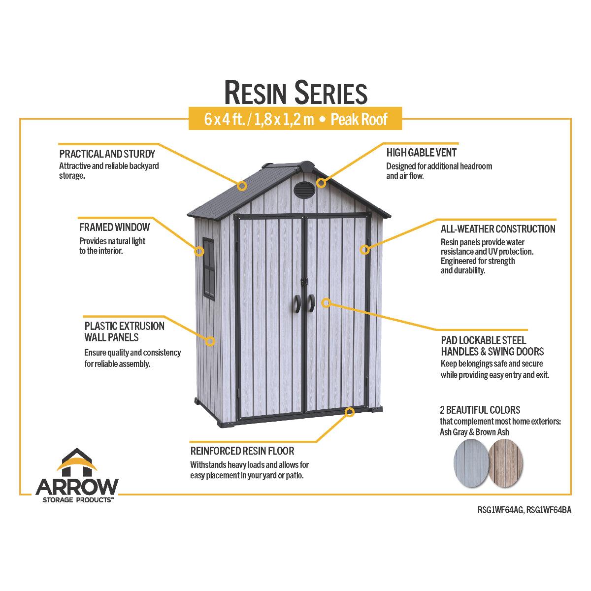 Arrow Resin Storage Shed 6 x 4 ft.-Delightful Yard