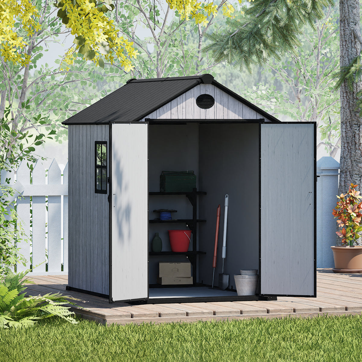 Arrow Resin Storage Shed 6 x 8 ft.-Delightful Yard
