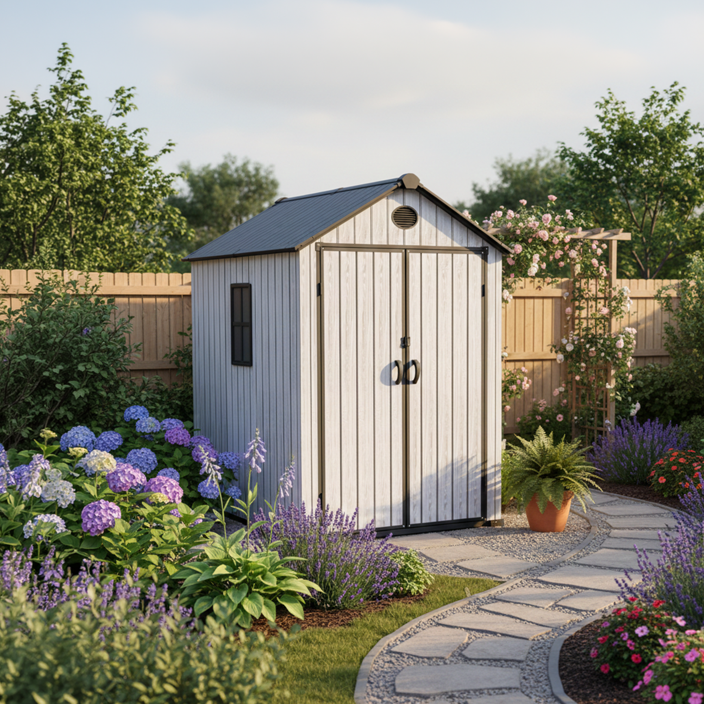 Arrow Resin Storage Shed 6 x 8 ft.-Delightful Yard