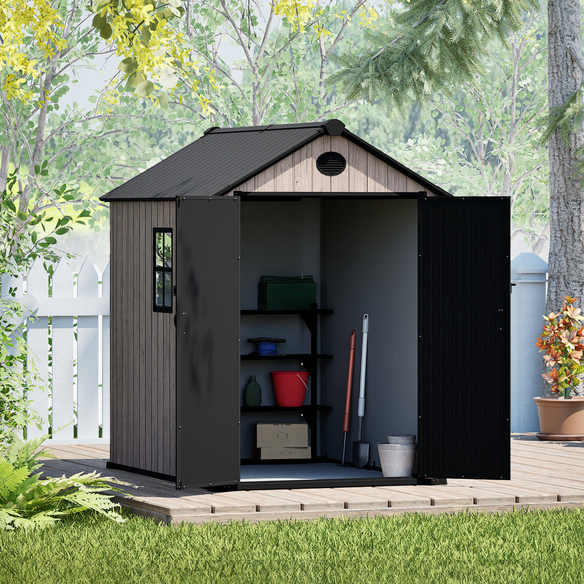 Arrow Resin Storage Shed 6 x 8 ft.-Delightful Yard