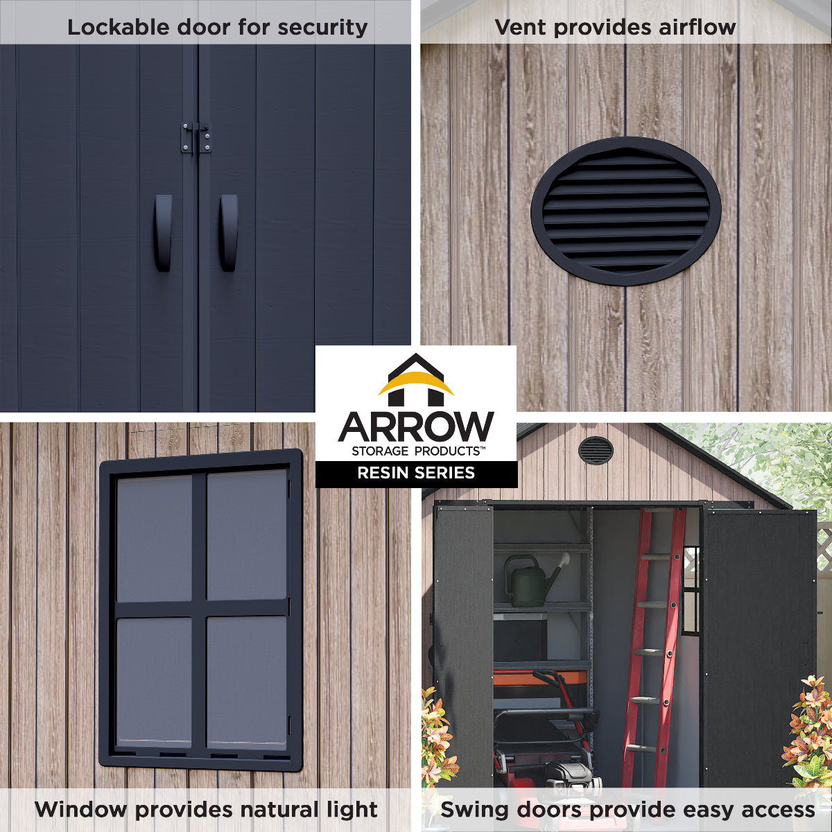 Arrow Resin Storage Shed 8 x 10 ft.-Delightful Yard