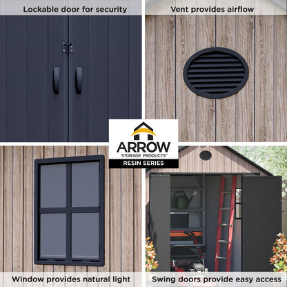 Arrow Resin Storage Shed 8 x 10 ft.-Delightful Yard