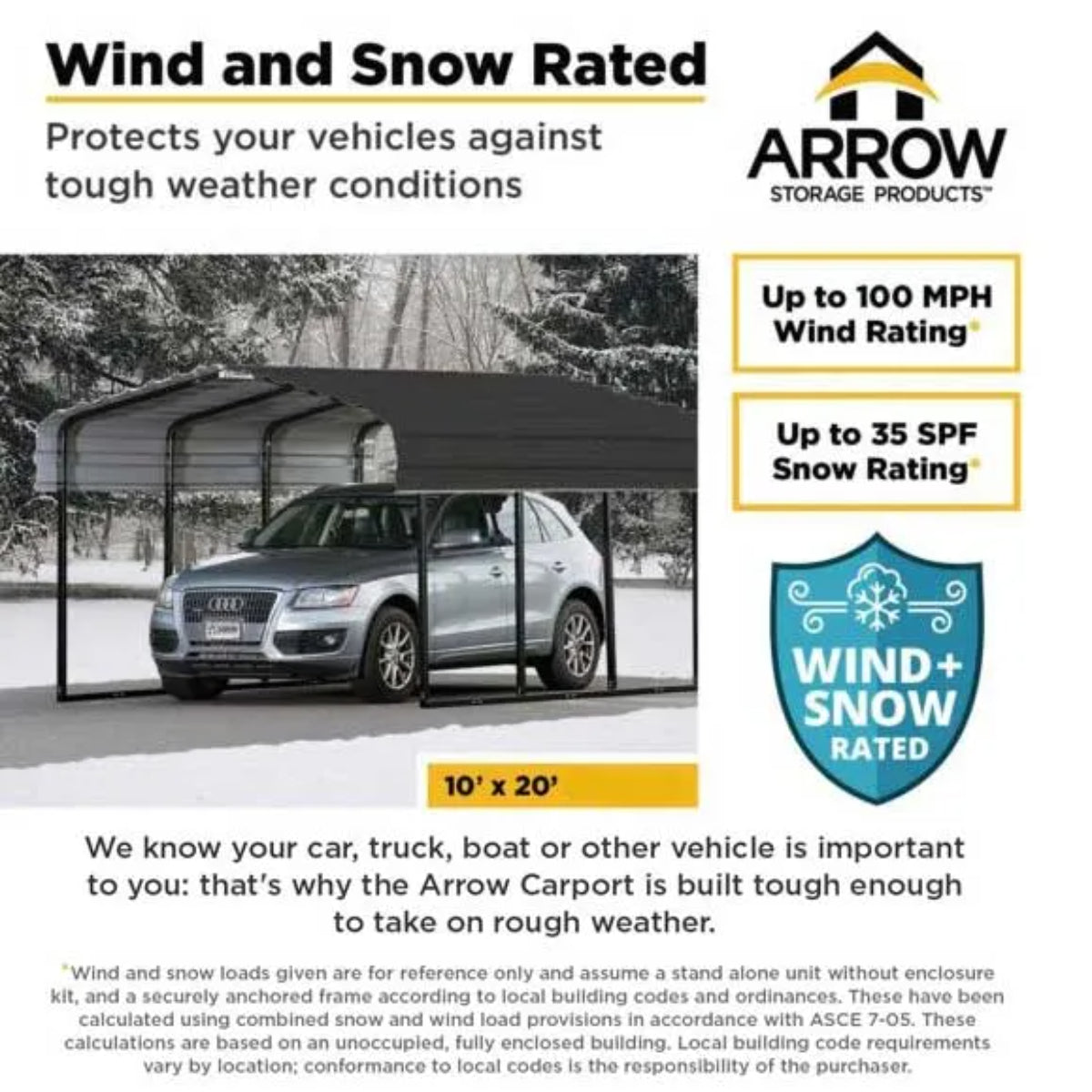 Arrow Steel Carport Canopy 10 x 15 x 9 ft.-Delightful Yard
