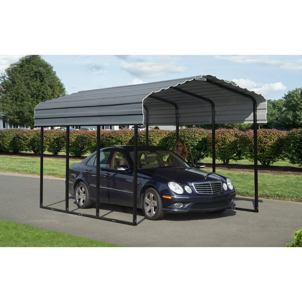Arrow Steel Carport Canopy 10 x 15 x 9 ft.-Delightful Yard