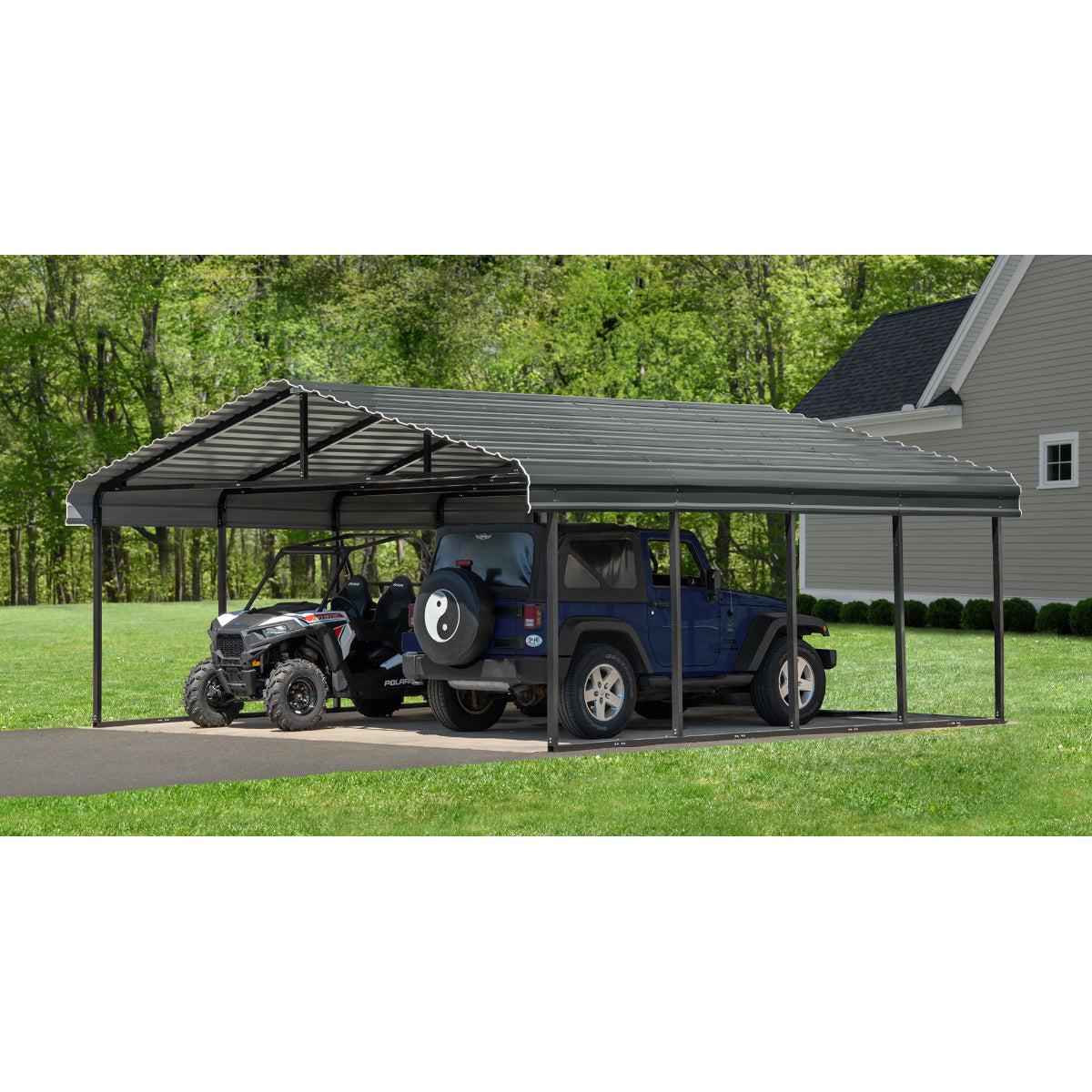 Arrow Steel Carport Canopy 20 x 20 x 7 ft.-Delightful Yard