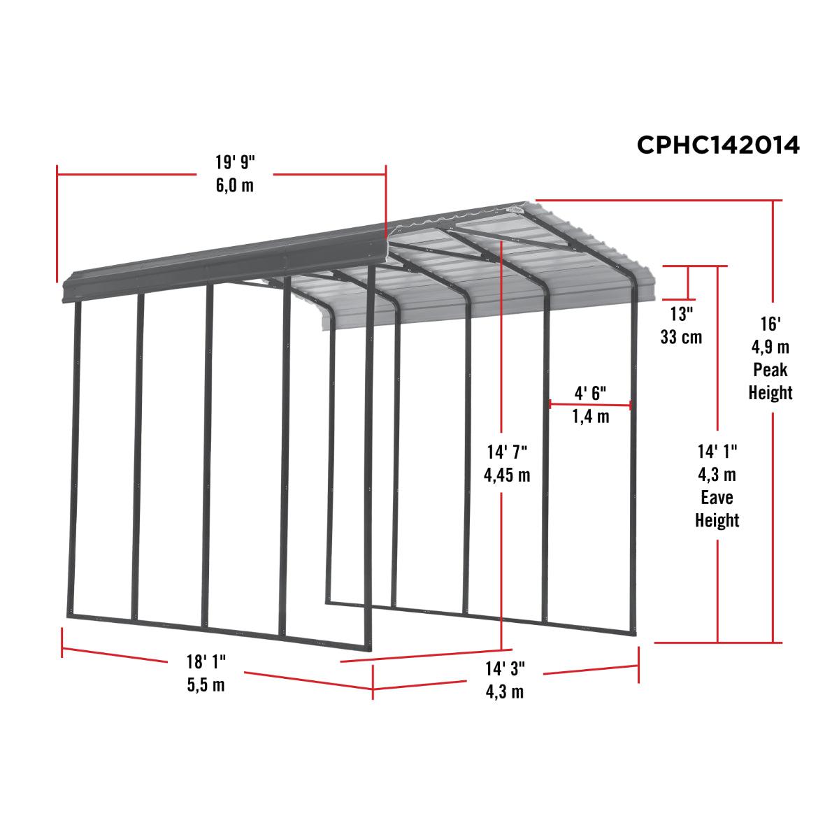 Arrow Steel RV Carport Canopy 14 x 20 x 14 ft.-Delightful Yard