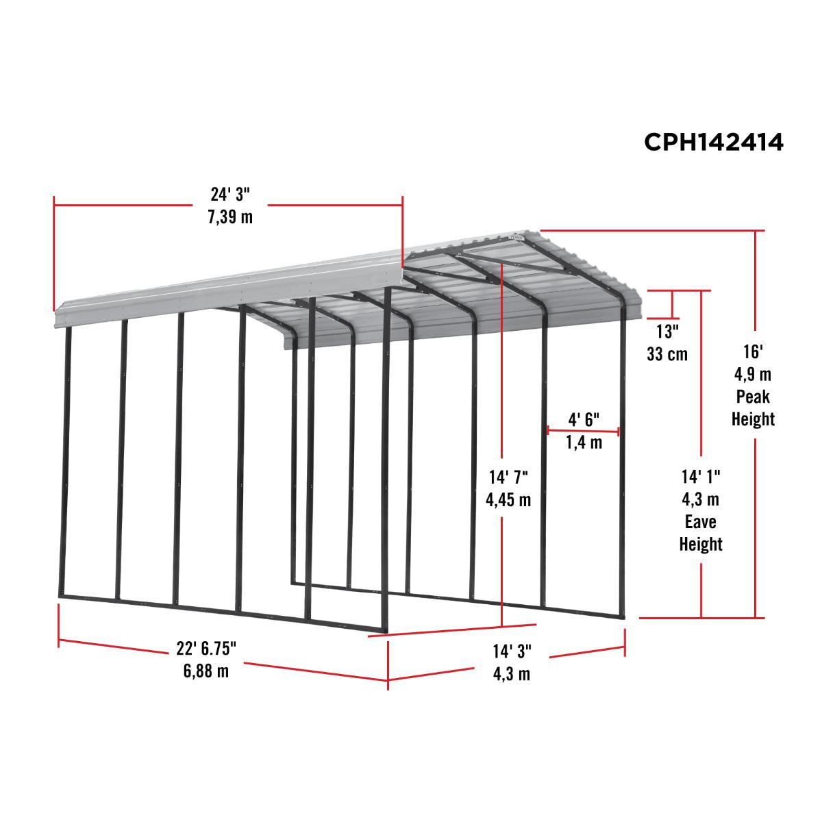 Arrow Steel RV Carport Canopy 14 x 24 x 14 ft.-Delightful Yard