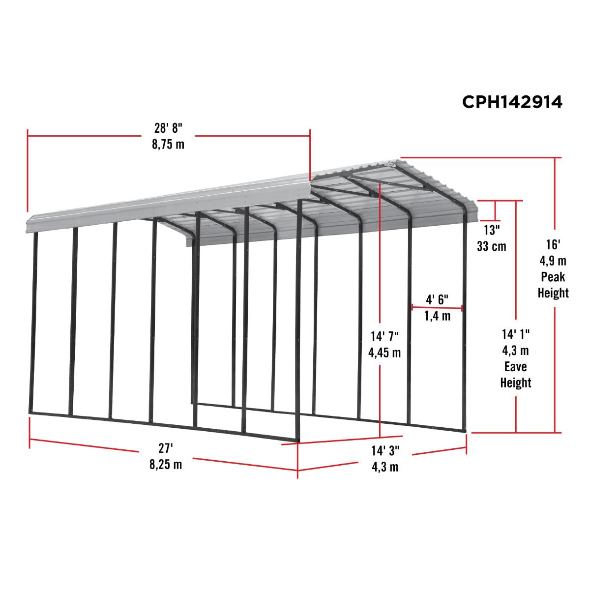 Arrow Steel RV Carport Canopy 14 x 29 x 14 ft.-Delightful Yard