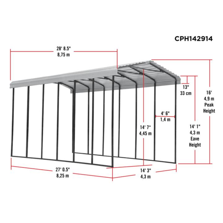 Arrow Steel RV Carport Canopy, 14 ft. x 29 ft. - Delightful Yard