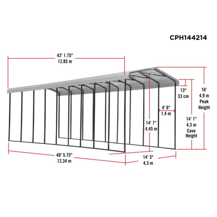 Arrow Steel RV Carport Canopy, 14 ft. x 42 ft. - Delightful Yard