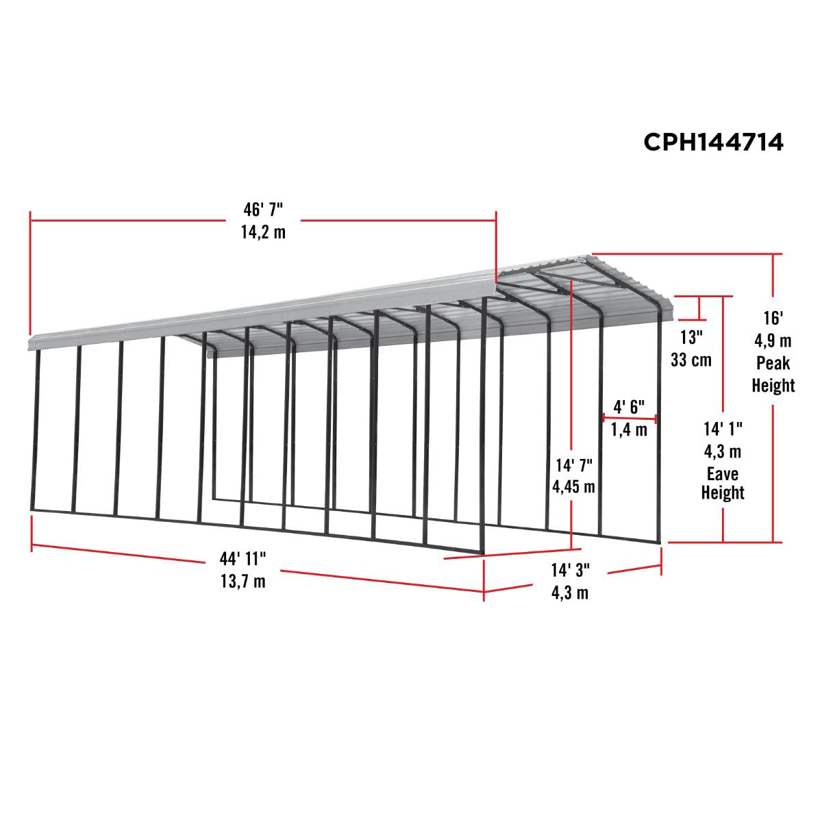 Arrow Steel RV Carport Canopy 14 x 47 x 14 ft.-Delightful Yard