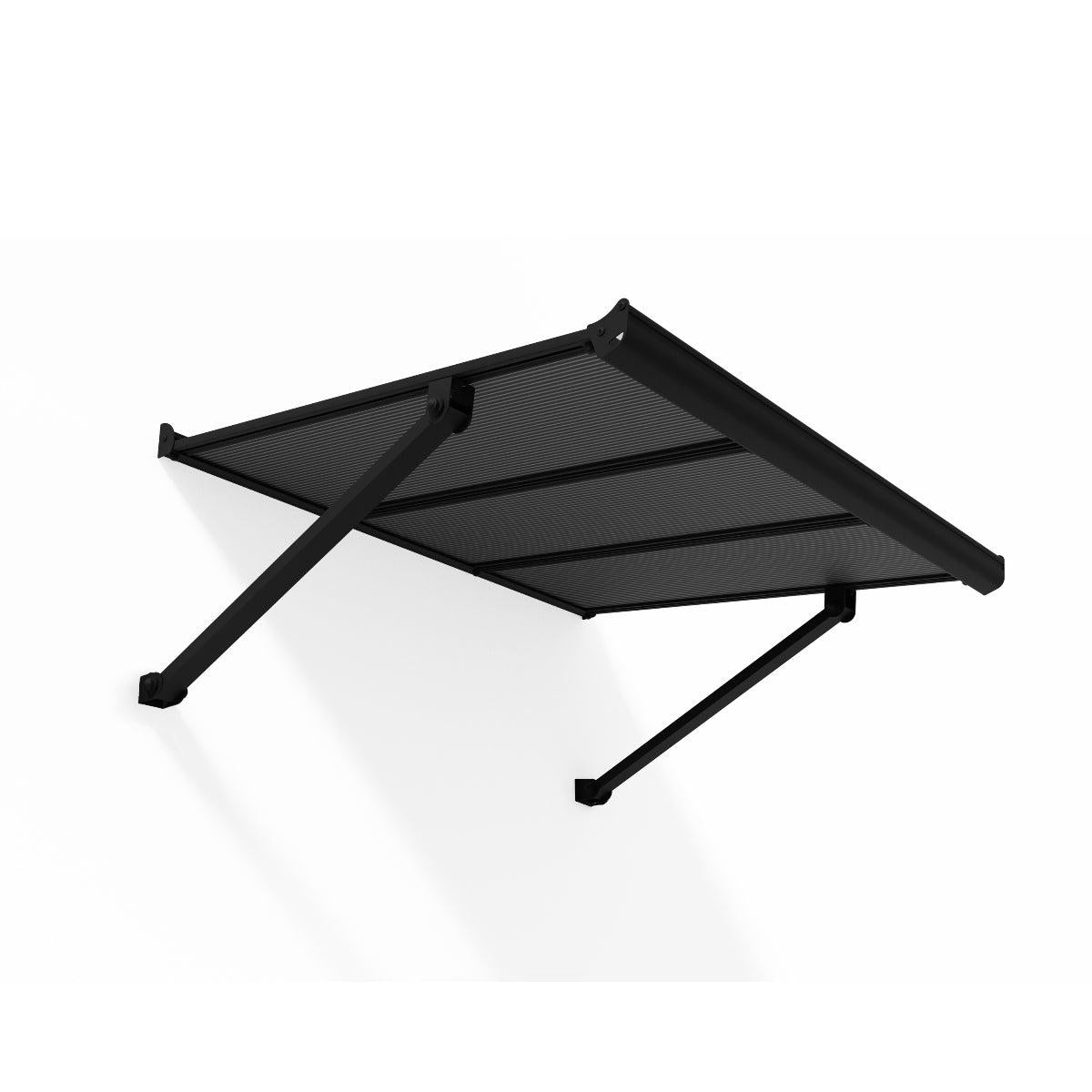 Augustine Door Awning 4 x 3 ft Grey Panel Black Frame | Palram-Canopia-Delightful Yard