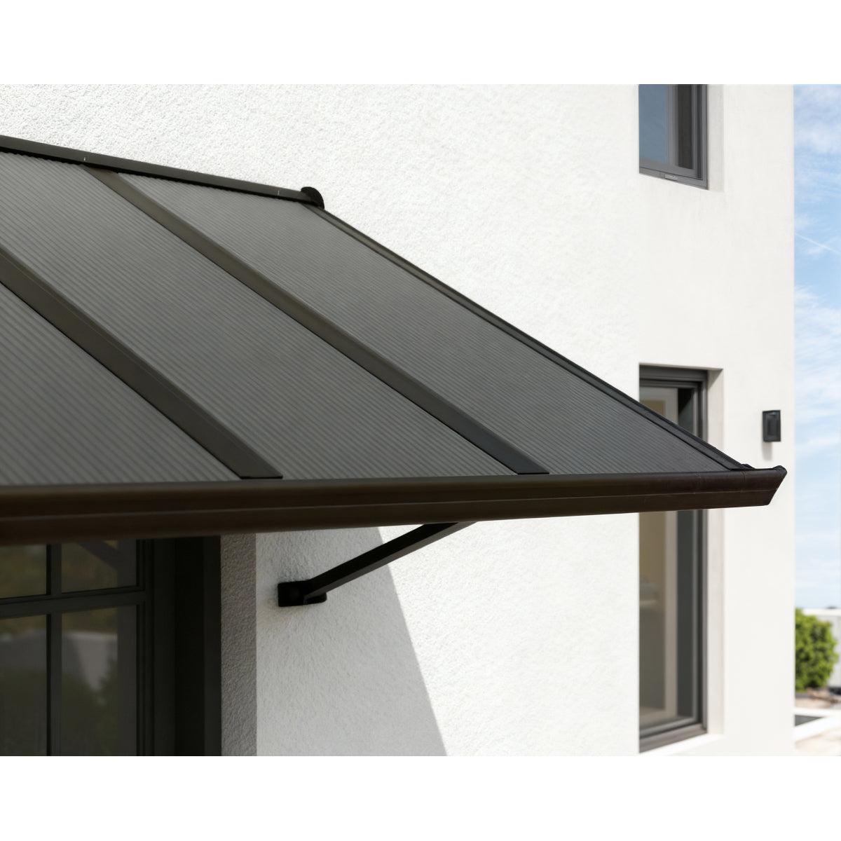 Augustine Door Awning 5 x 3 ft Grey Panel Black Frame | Palram-Canopia-Delightful Yard