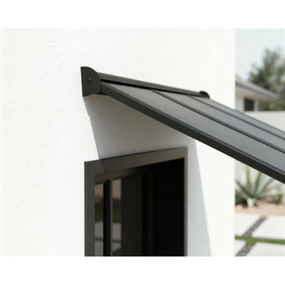 Augustine Door Awning 5 x 3 ft Grey Panel Black Frame | Palram-Canopia-Delightful Yard