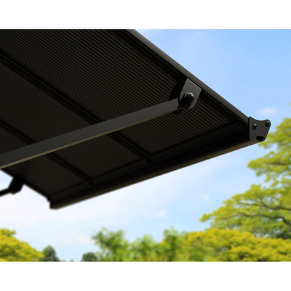 Augustine Door Awning 5 x 3 ft Grey Panel Black Frame | Palram-Canopia-Delightful Yard