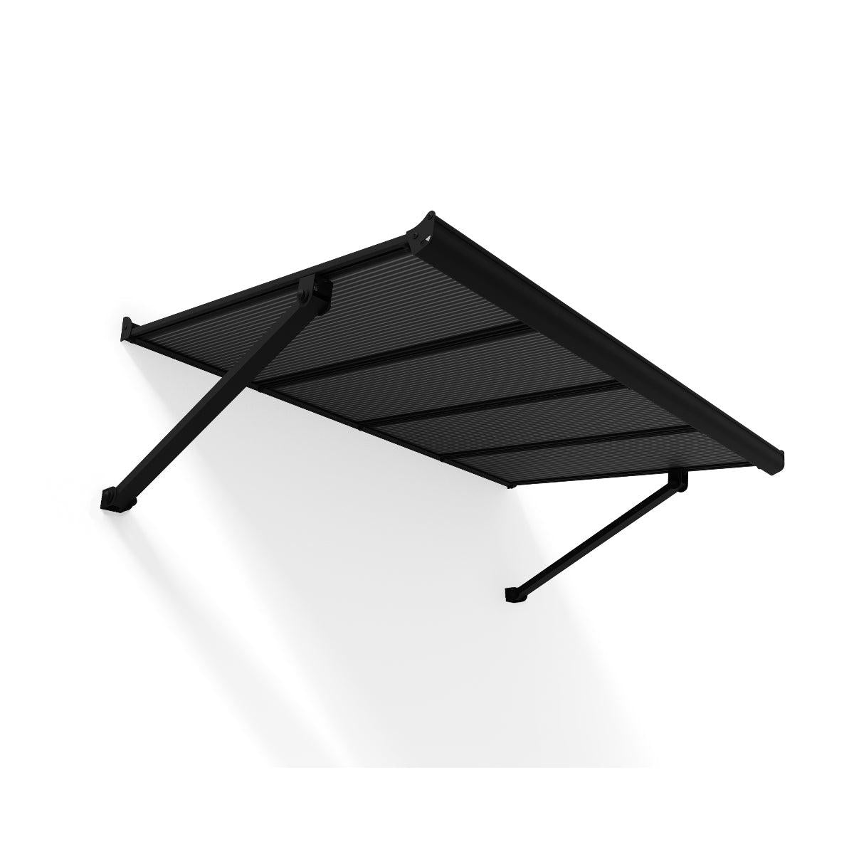 Augustine Door Awning 5 x 3 ft Grey Panel Black Frame | Palram-Canopia-Delightful Yard