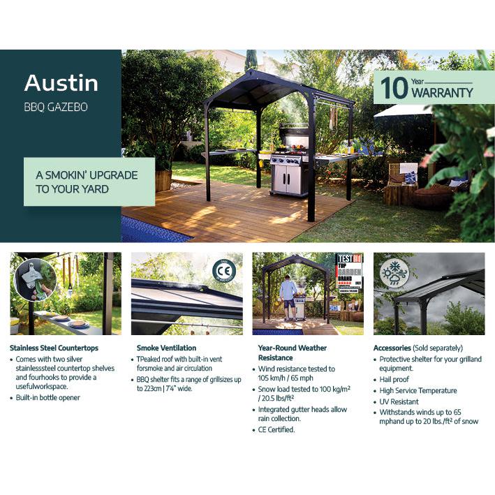 Austin Aluminum Grill Gazebo 6 x 8 ft. | Palram-Canopia-Delightful Yard