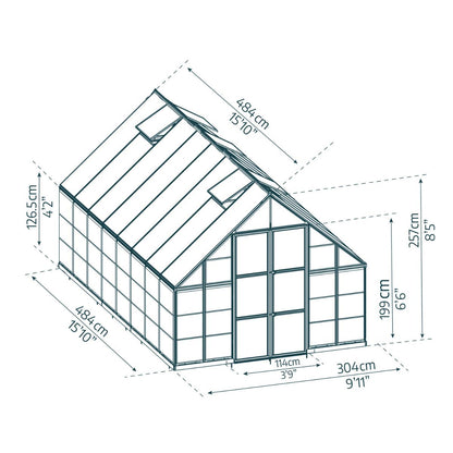 Balance Polycarbonate Greenhouse 10 x 16 ft. | Palram-Canopia-Delightful Yard